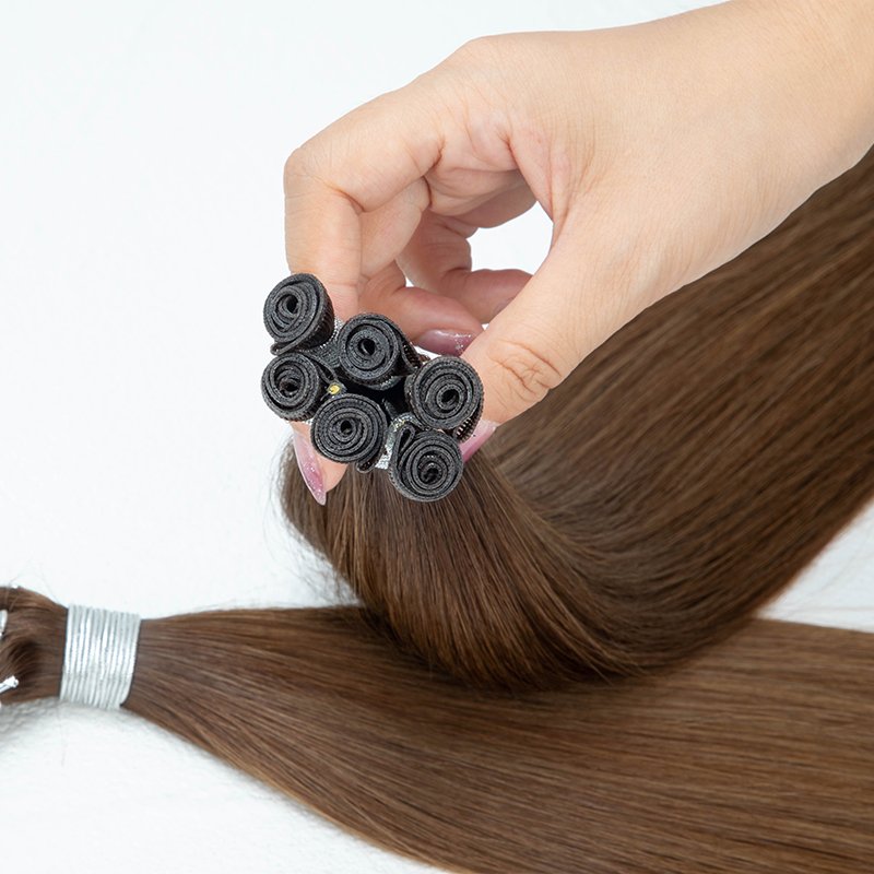 European Virgin Hair Genius Weft Hair Extensions Invisible Double Drawn Human Hair Genius Weft Silky Straight Style