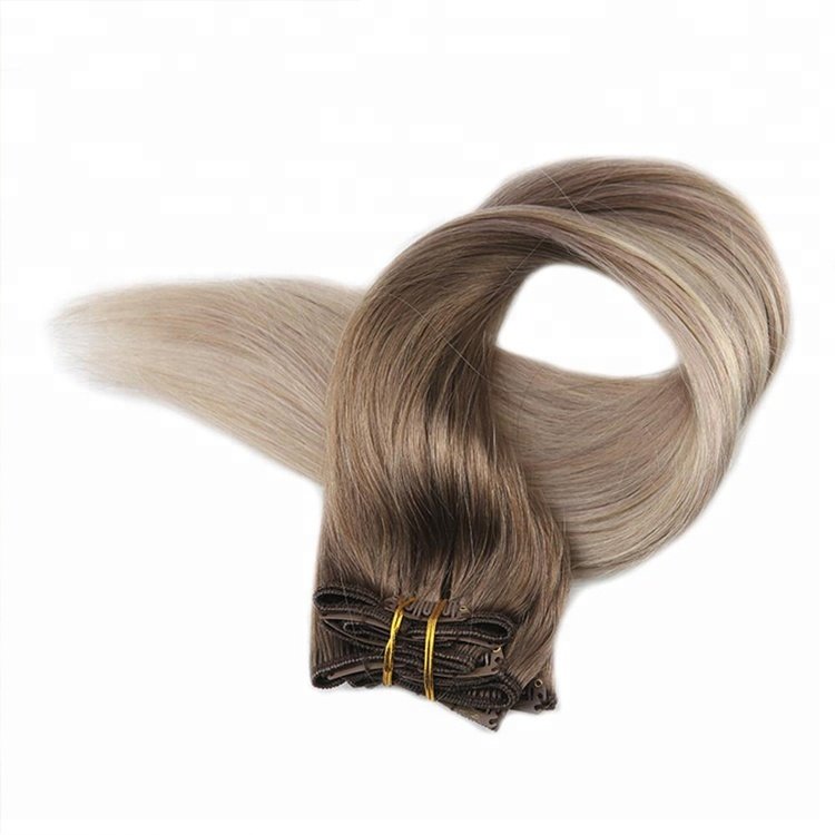 Brazilian Ombre Hair Extensions #8/60/18 Color Remy Clip in Human Hair Extension