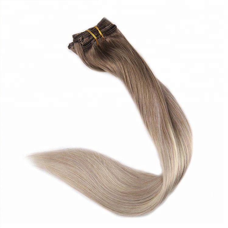 Brazilian Ombre Hair Extensions #8/60/18 Color Remy Clip in Human Hair Extension