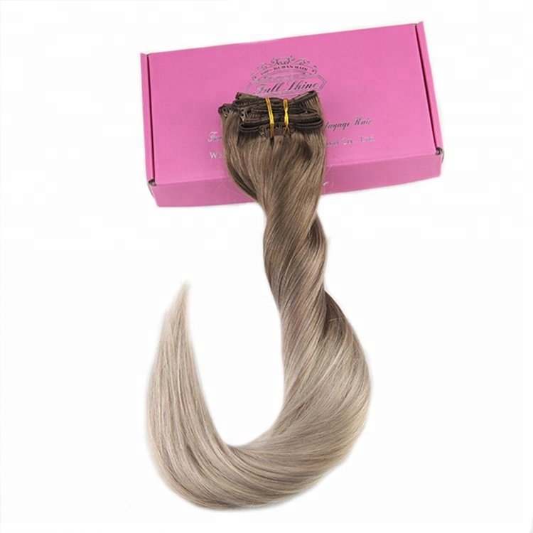 Brazilian Ombre Hair Extensions #8/60/18 Color Remy Clip in Human Hair Extension