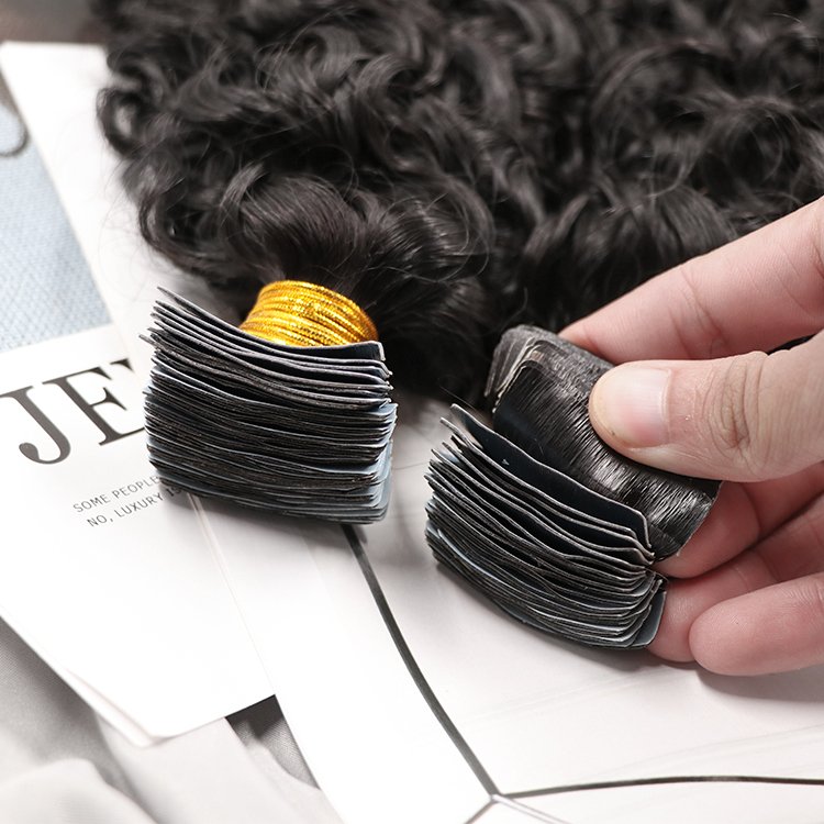 Cuticle Aligned Vrigin Human Hair Extension tape hair deep curly raw indian temple hair tape ins extensions