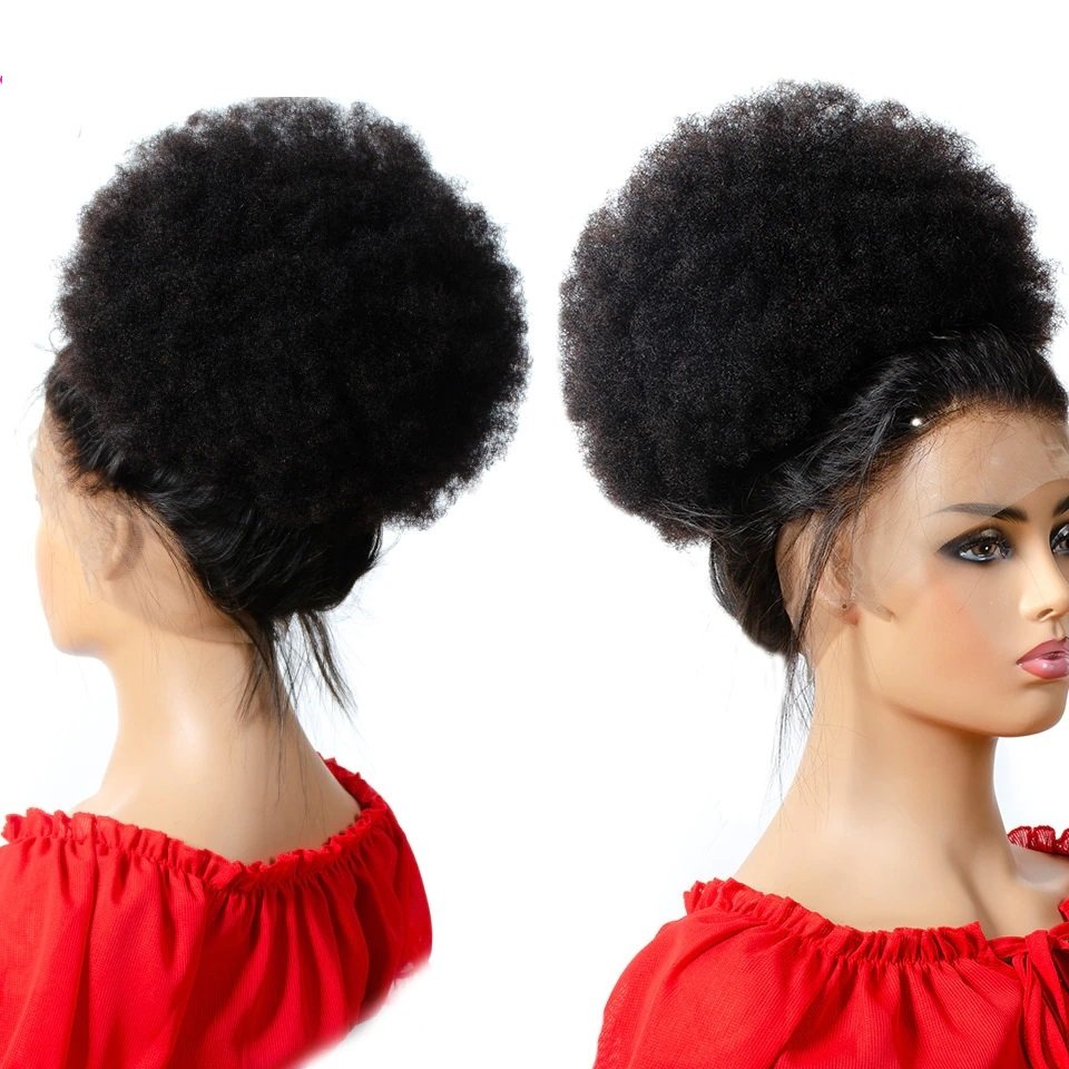 human hair bun Afro Puff Drawstring Ponytail Hair 8Inch Short Afro Kinkys Curly Afro Bun Extension Hairpieces Large Size