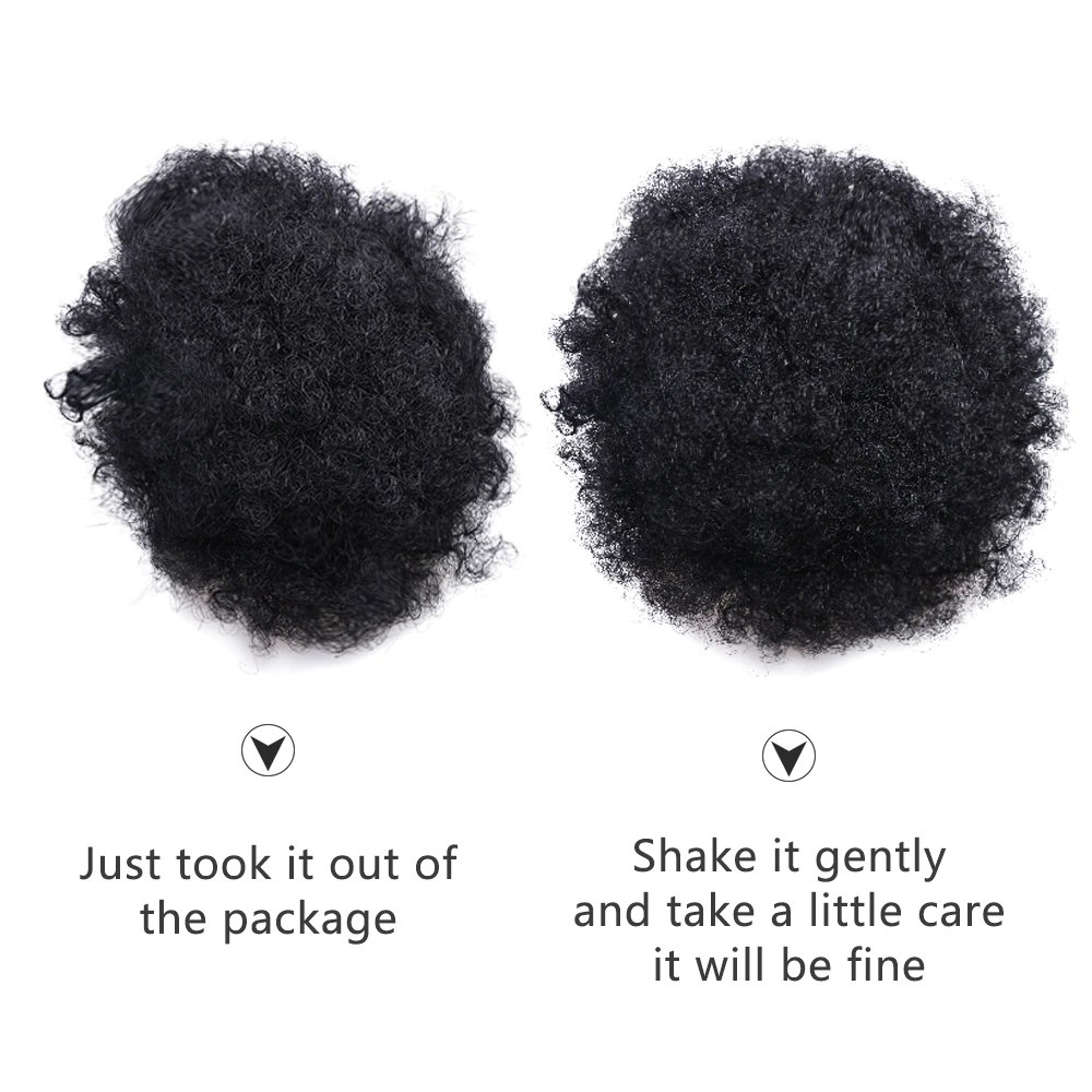 human hair bun Afro Puff Drawstring Ponytail Hair 8Inch Short Afro Kinkys Curly Afro Bun Extension Hairpieces Large Size