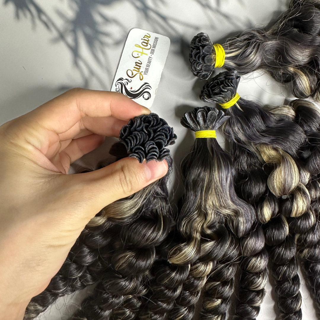 Sun Hair Company Best Selling Premium Quality Afro Curly Piano Color U tip Keratin 100% Vietnamese Hair Human Hair Extensions