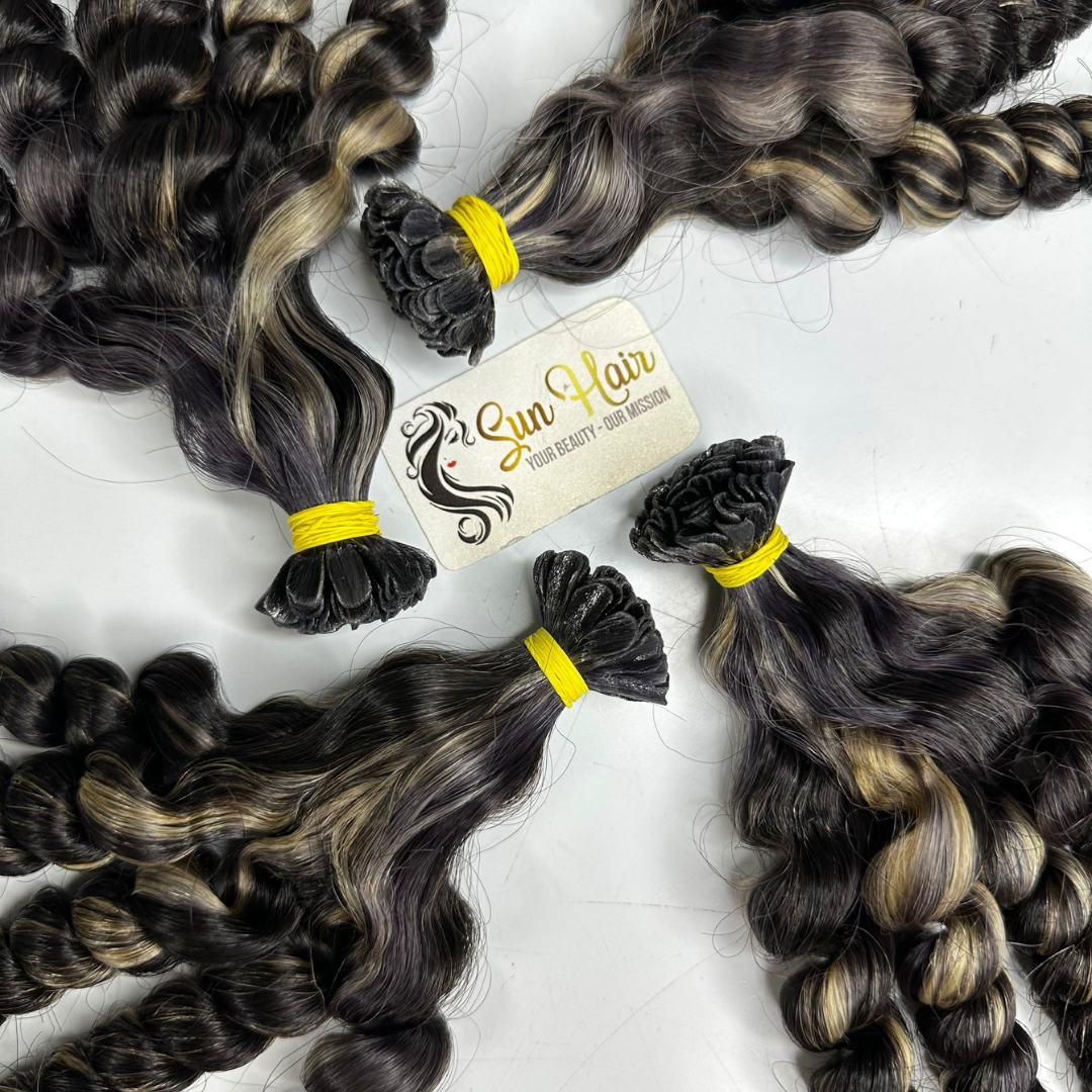 Sun Hair Company Best Selling Premium Quality Afro Curly Piano Color U tip Keratin 100% Vietnamese Hair Human Hair Extensions