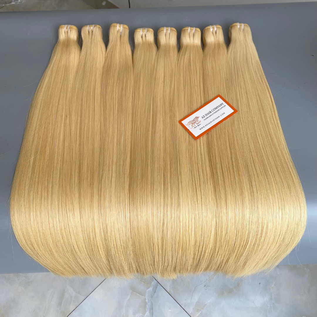 100% Vietnamese Human Hair Extensions Blonde Color Bone Straight Machine Double Weft No Tangle No Shedding Factory Price