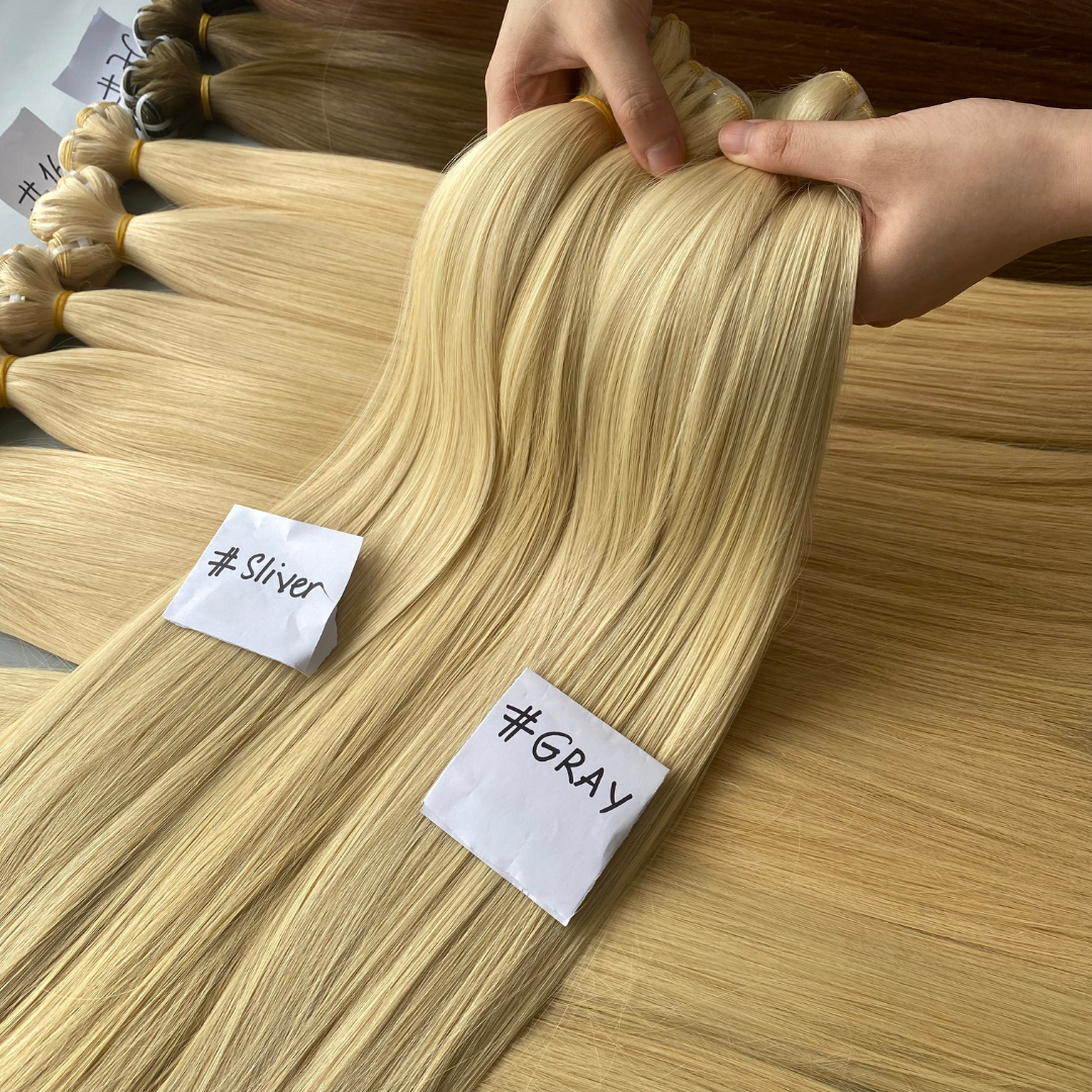 100% Vietnamese Human Hair Extensions Blonde Color Bone Straight Machine Double Weft No Tangle No Shedding Factory Price