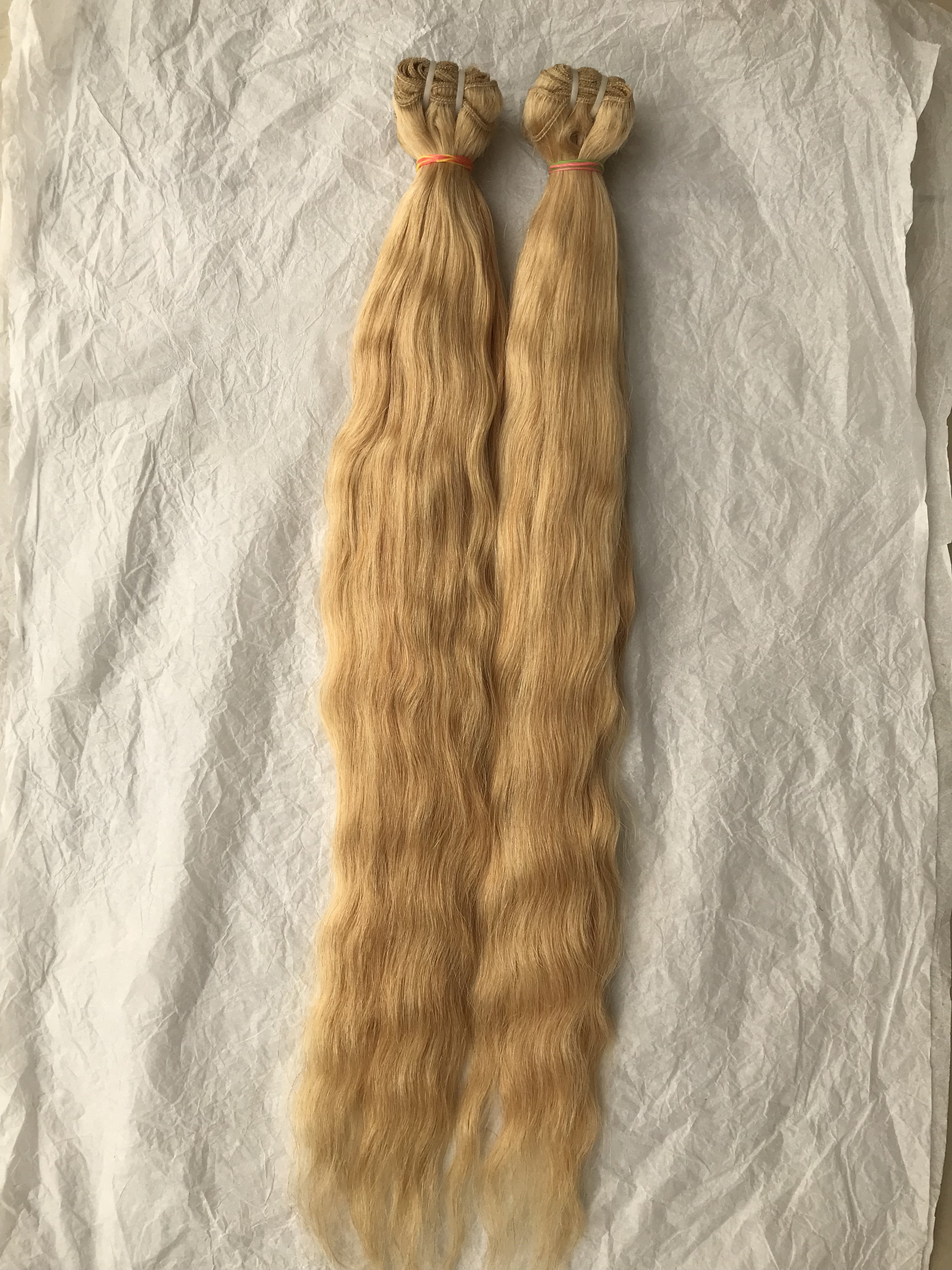 100% Virgin Cuticle Aligned Human Hair Extension Machine Double Weft Hair Deep Wavy Bundles, Blonde Wavy Single Drawn Human Hair