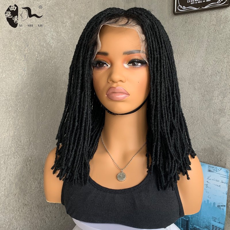 14 inches full lace front Knotless braid wigs with baby hair super long synthetic beauty hair box braid lace Wig for black women