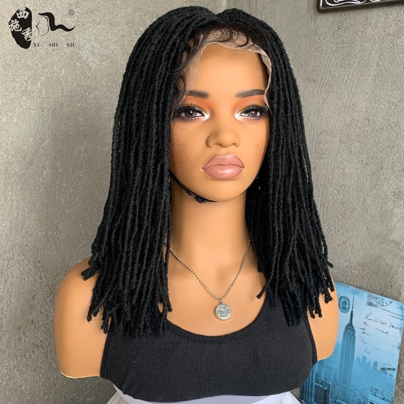 14 inches full lace front Knotless braid wigs with baby hair super long synthetic beauty hair box braid lace Wig for black women