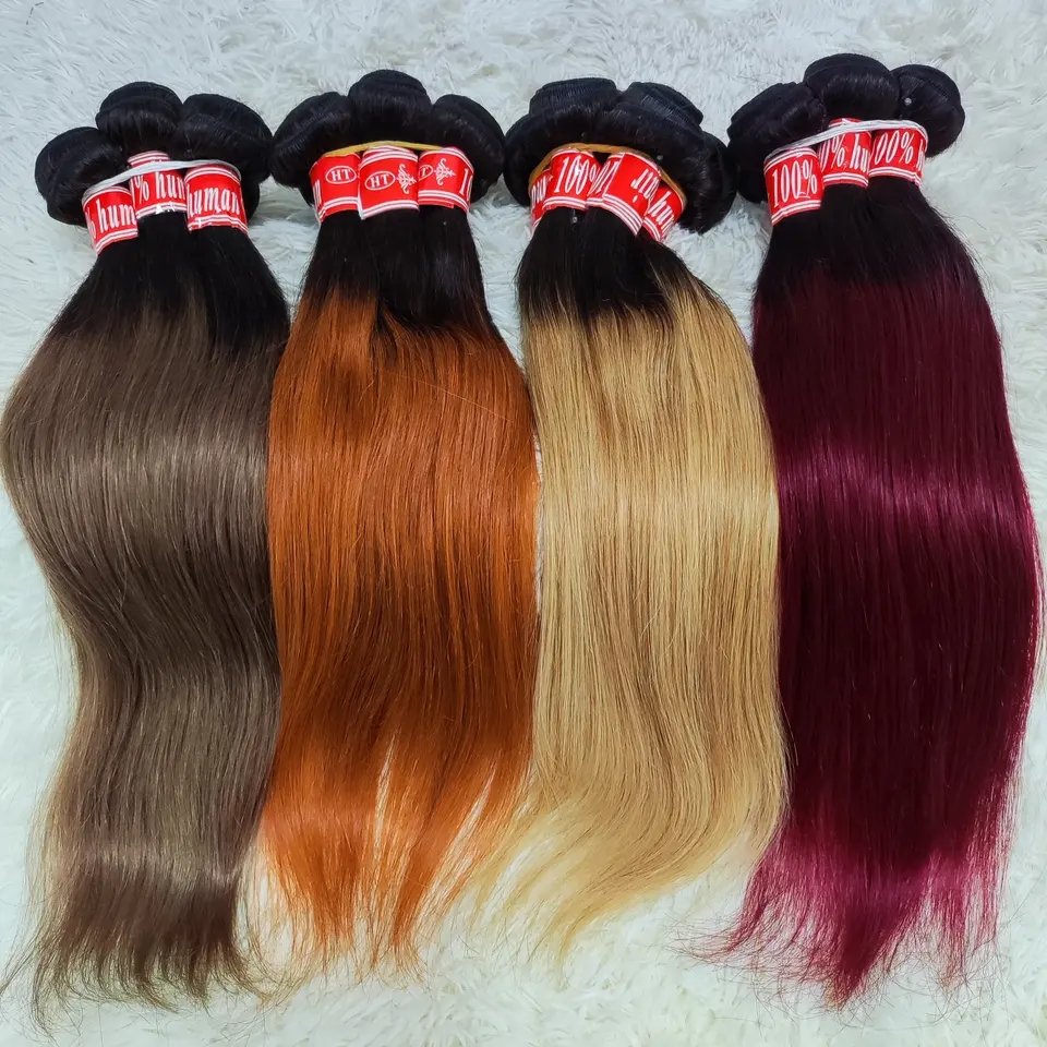 LETSFLY Wholesale 1b/27 Color Human Hair Extension Straight Hair Bundles , Brazilian Human Straight Hair