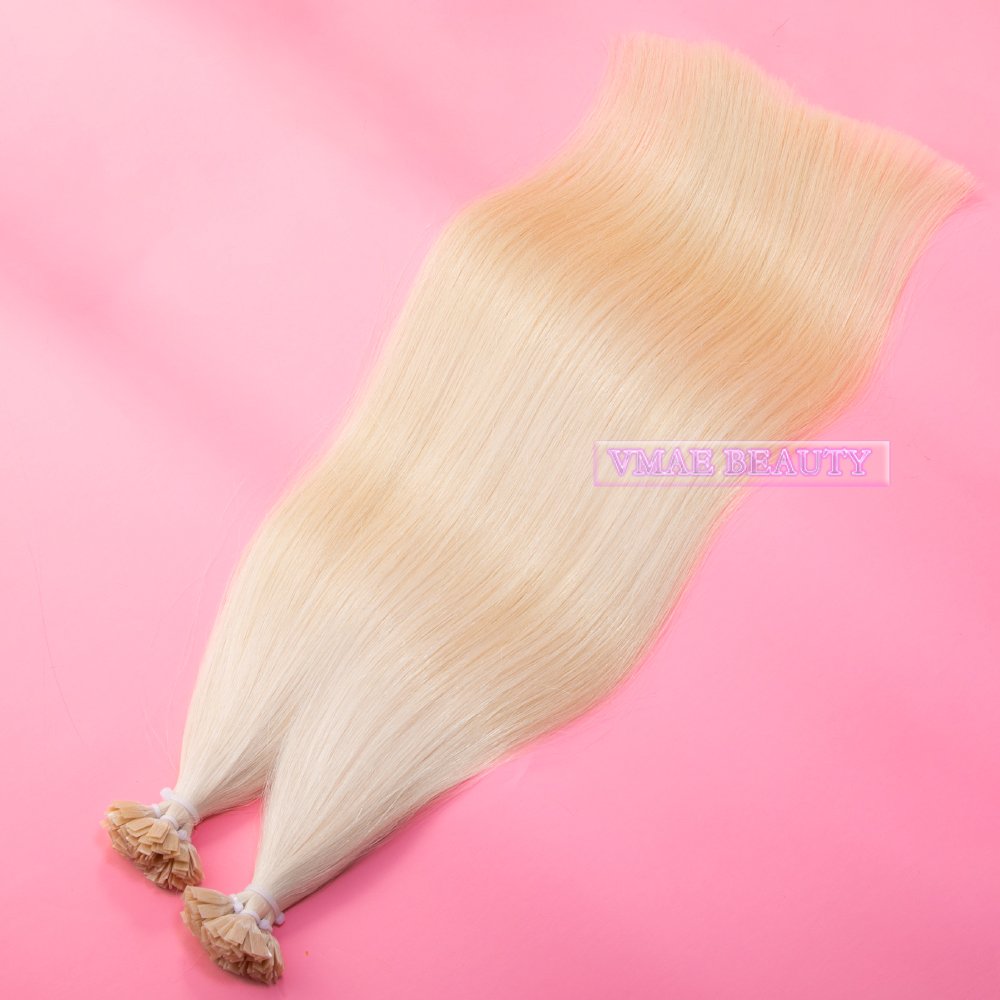 VMAE Russian Straight 60 613 Blond Virgin Cuticle Aligned Remy I K Tips Double Drawn Flat Keratin Tip Human Hair Extensions