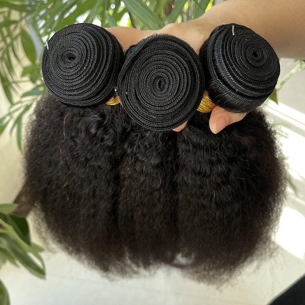 Kinky Straight 3 Lot Human Vietnamese Hair Bundles, Cuticles Aligned Raw Unprocessed Double Weft Natural Human Hair Extension