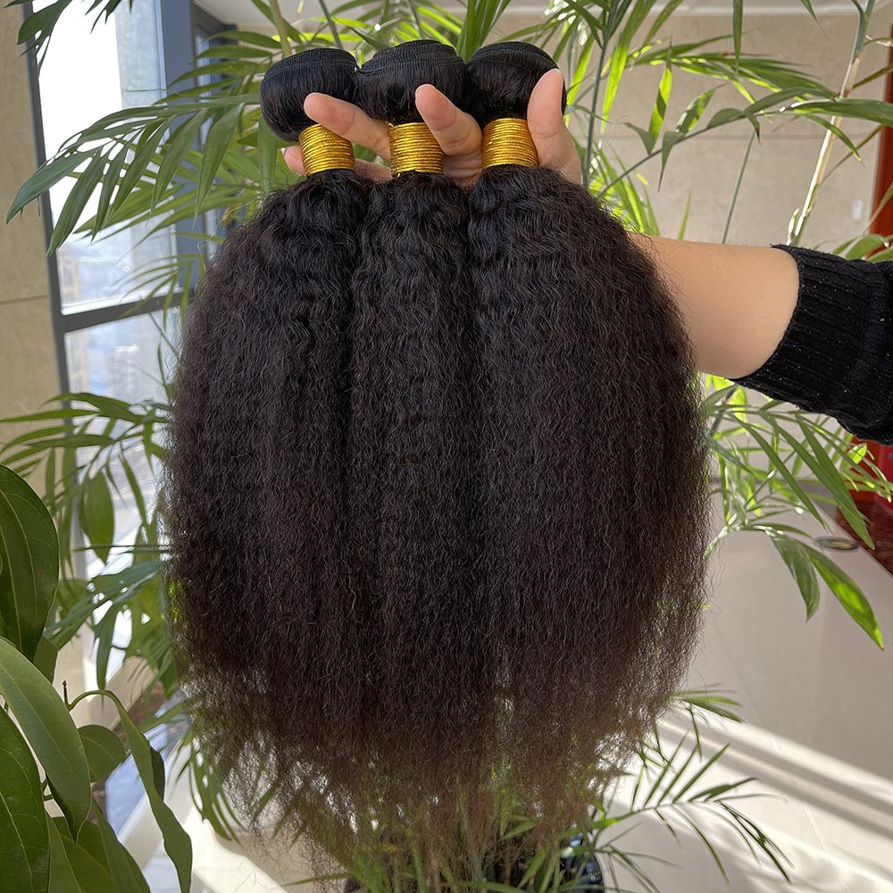 Kinky Straight 3 Lot Human Vietnamese Hair Bundles, Cuticles Aligned Raw Unprocessed Double Weft Natural Human Hair Extension