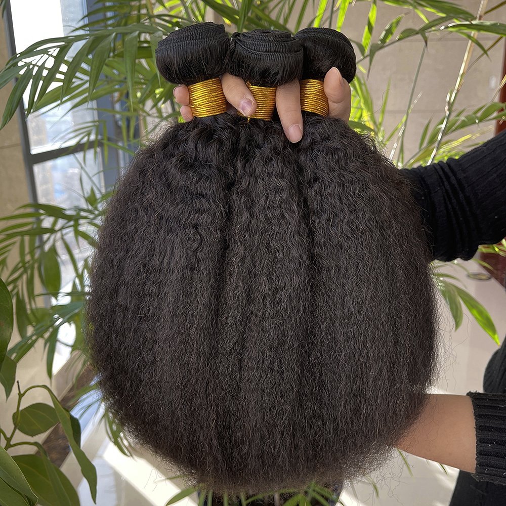 Kinky Straight 3 Lot Human Vietnamese Hair Bundles, Cuticles Aligned Raw Unprocessed Double Weft Natural Human Hair Extension