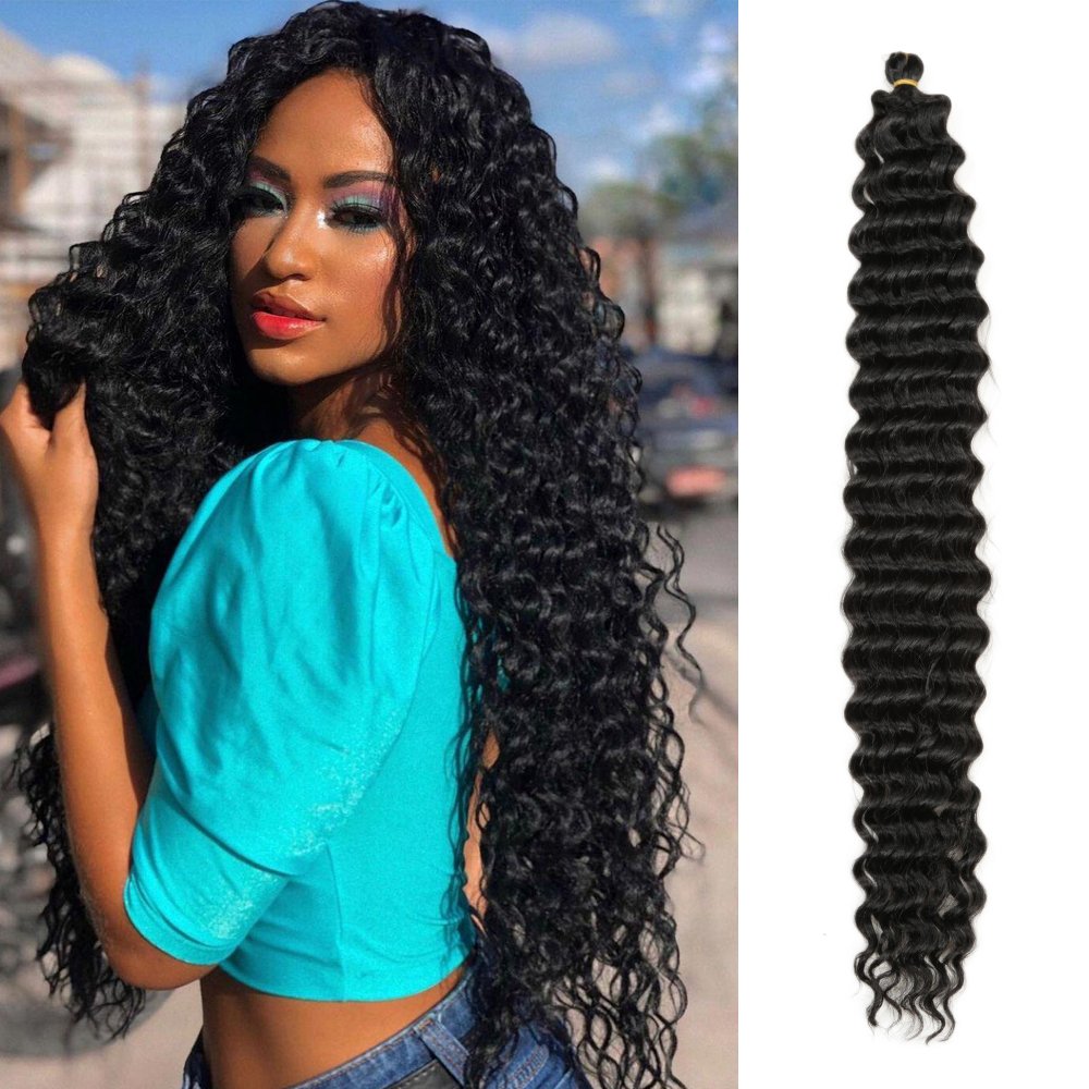 Deep Wave Twist Crochet Hair 22-28inch Low Temperature Fiber Deep Twist For Boho Braids Synthetic Braiding Hair Extensions