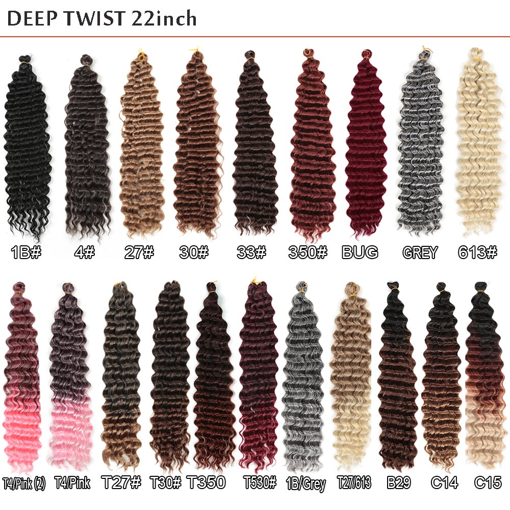 Deep Wave Twist Crochet Hair 22-28inch Low Temperature Fiber Deep Twist For Boho Braids Synthetic Braiding Hair Extensions