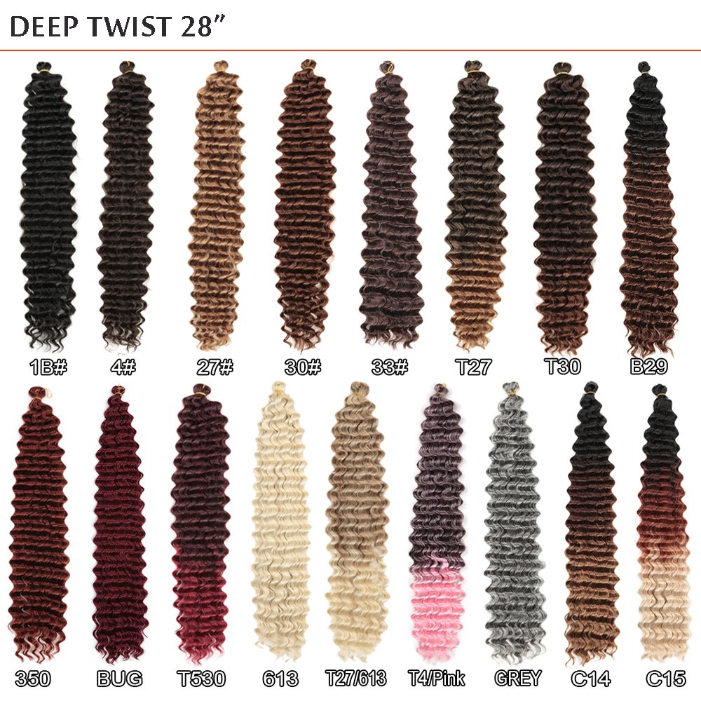 Deep Wave Twist Crochet Hair 22-28inch Low Temperature Fiber Deep Twist For Boho Braids Synthetic Braiding Hair Extensions