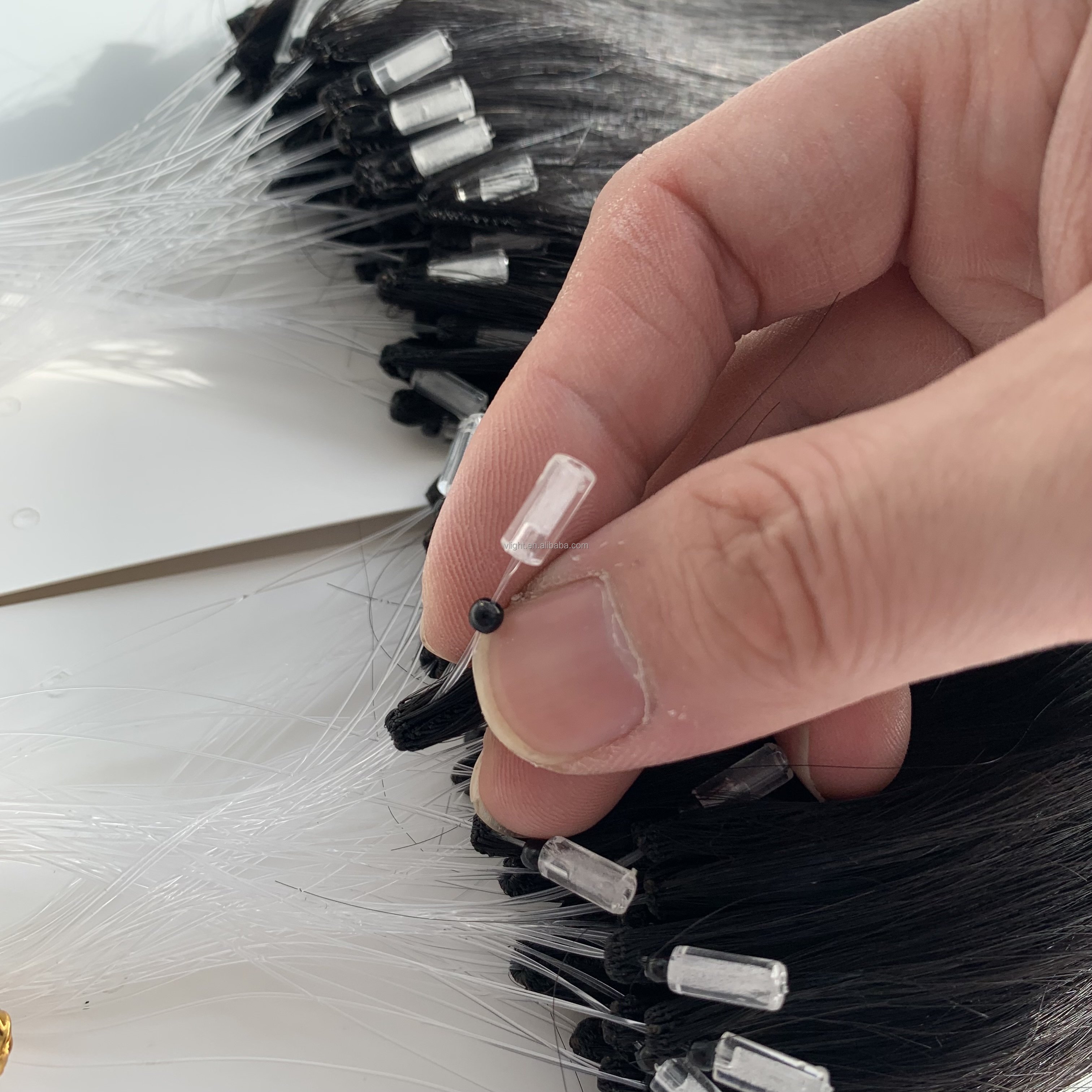 100human hair very popular invisible H6 feather tip hair extension 20 inch natural black IF2 feather tip hair