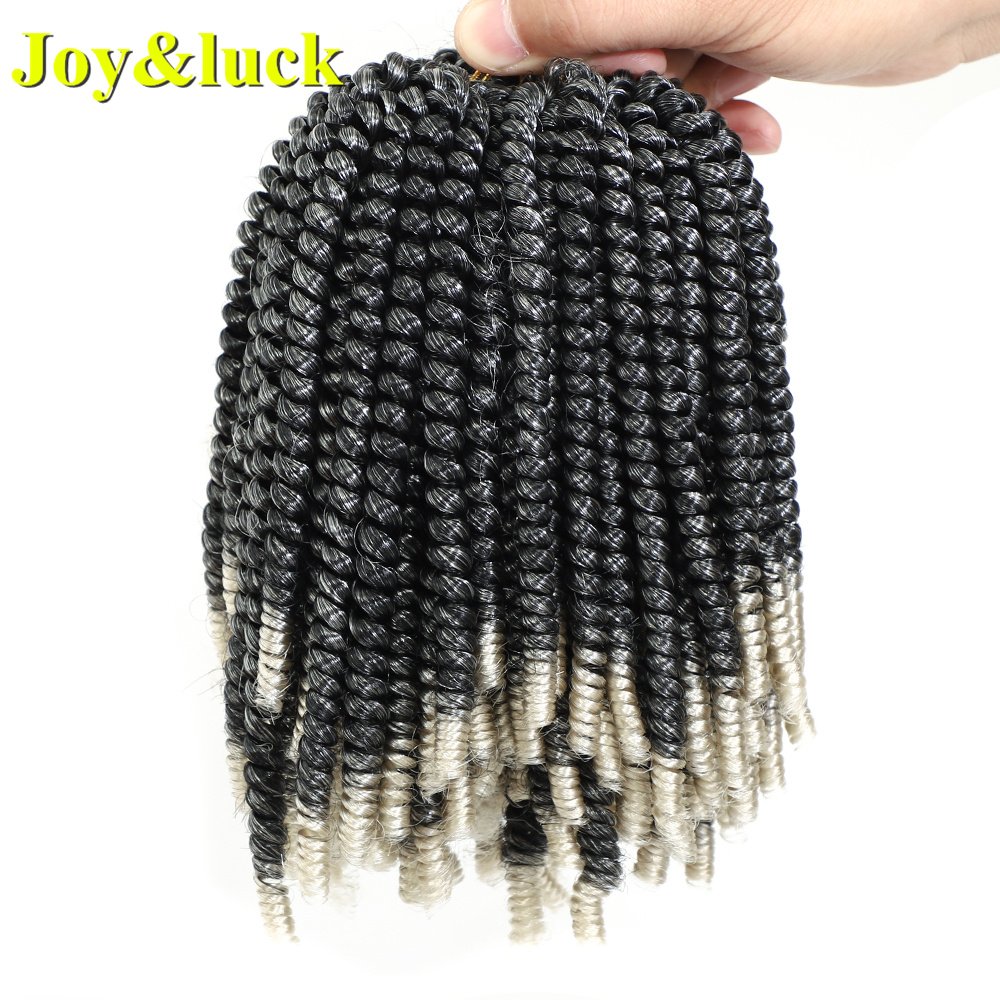 12inch 20Strands Wholesale Price Spring Twist Crochet Braids Short Curly Synthetic Hair Extension Blue Kinky Curly Braiding Hair