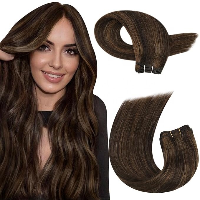 Real Virgin Hair European Curly Wave Straight Thin Invisible Genius Weft Human Hair Extensions Remy Brazilian hand tied weft