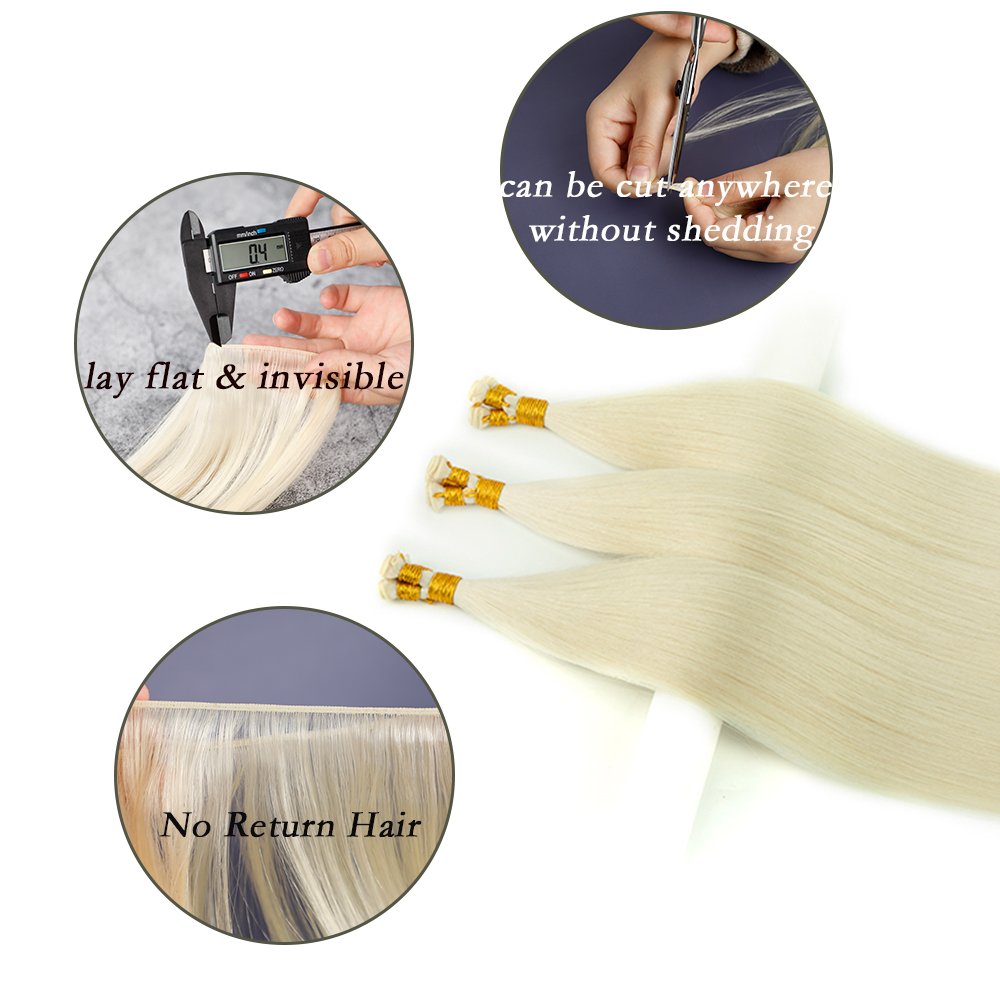 Hot Selling Genius Weft 100% Remy Cuticle aglined Russian Hair Can be cut Genius weft hair extensions