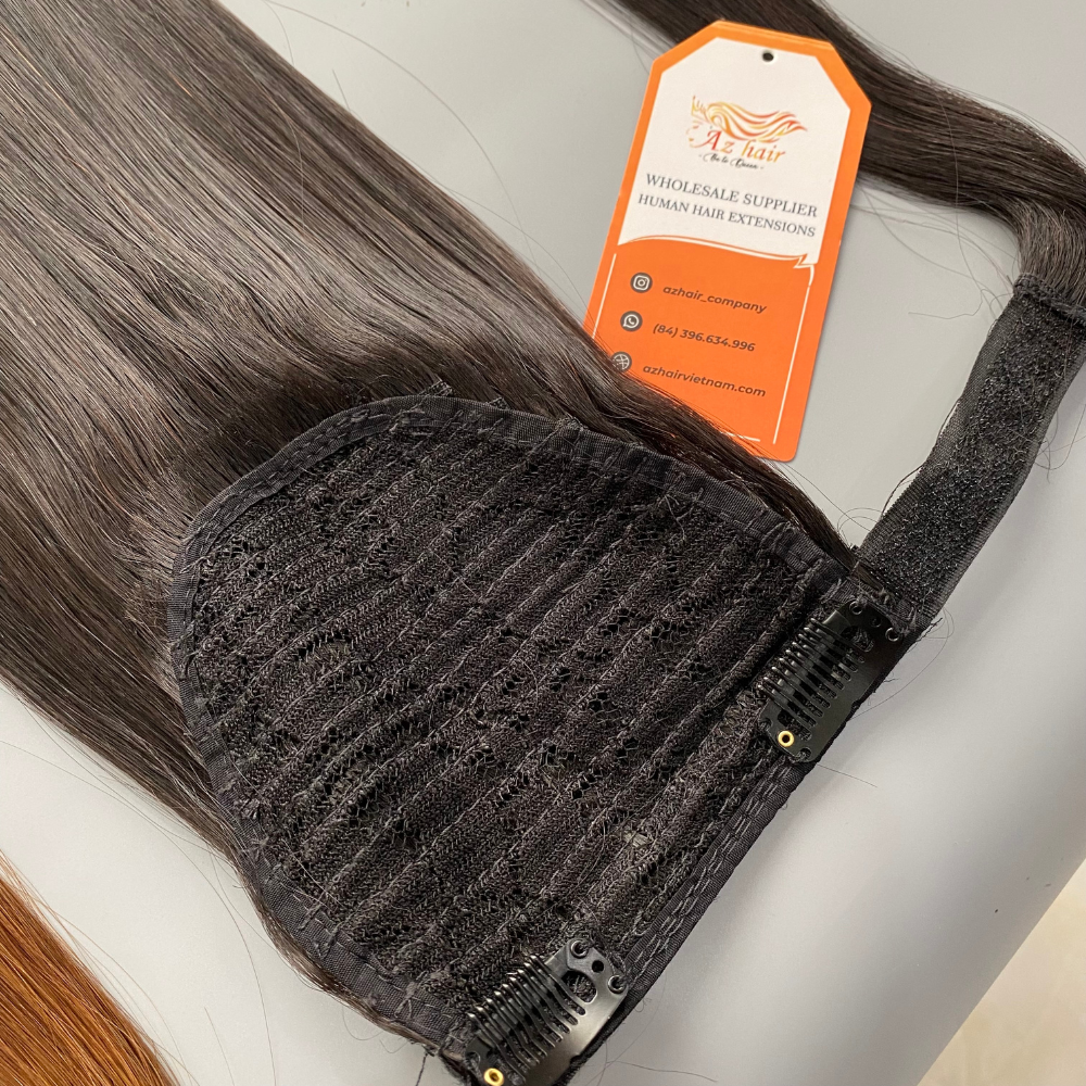 Wholesale Best Quality Ponytails Double Drawn Ponytail Hair Extensions Thick End Human Hair Easy To Wear