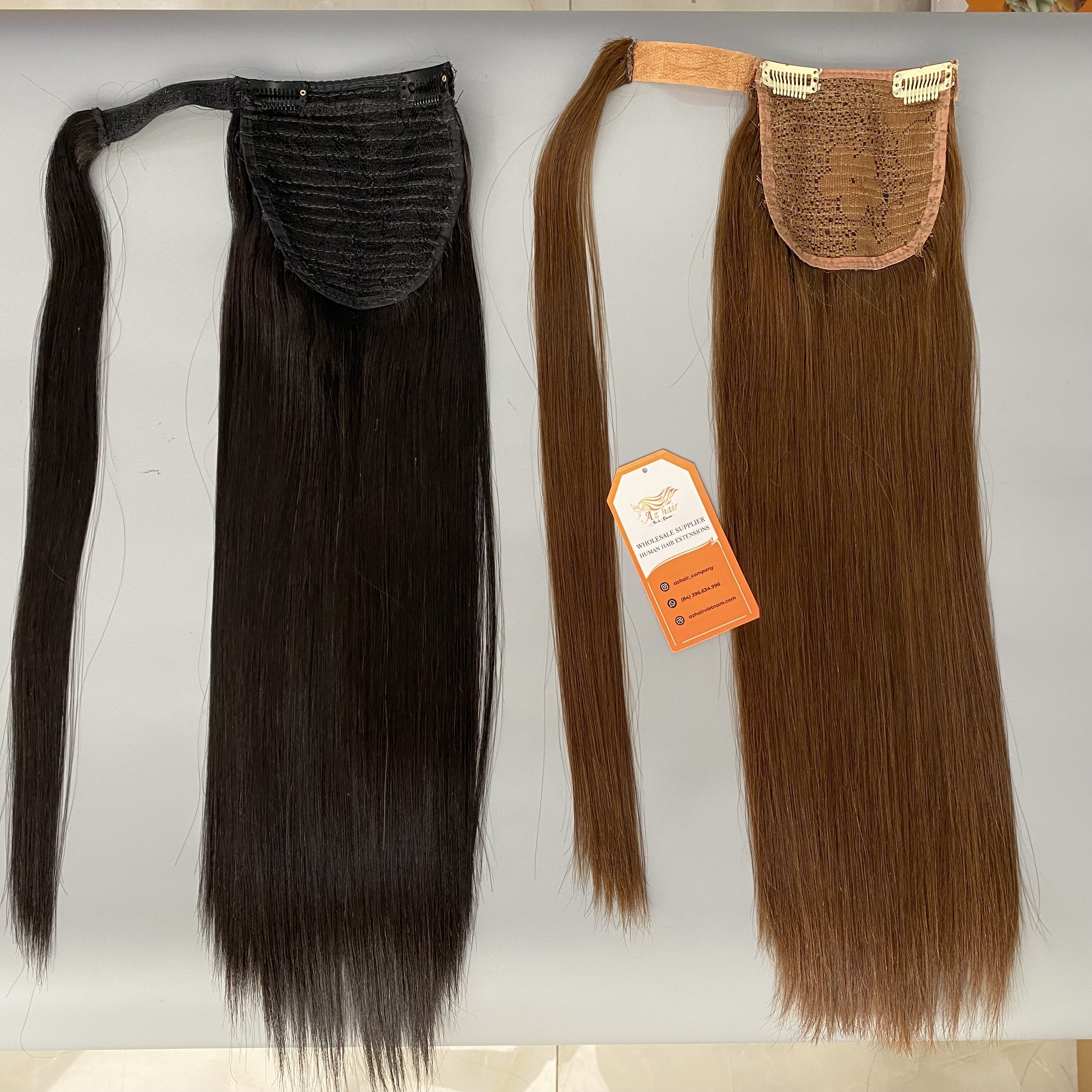 Wholesale Best Quality Ponytails Double Drawn Ponytail Hair Extensions Thick End Human Hair Easy To Wear