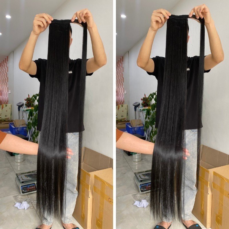 Wholesale Best Quality Ponytails Double Drawn Ponytail Hair Extensions Thick End Human Hair Easy To Wear