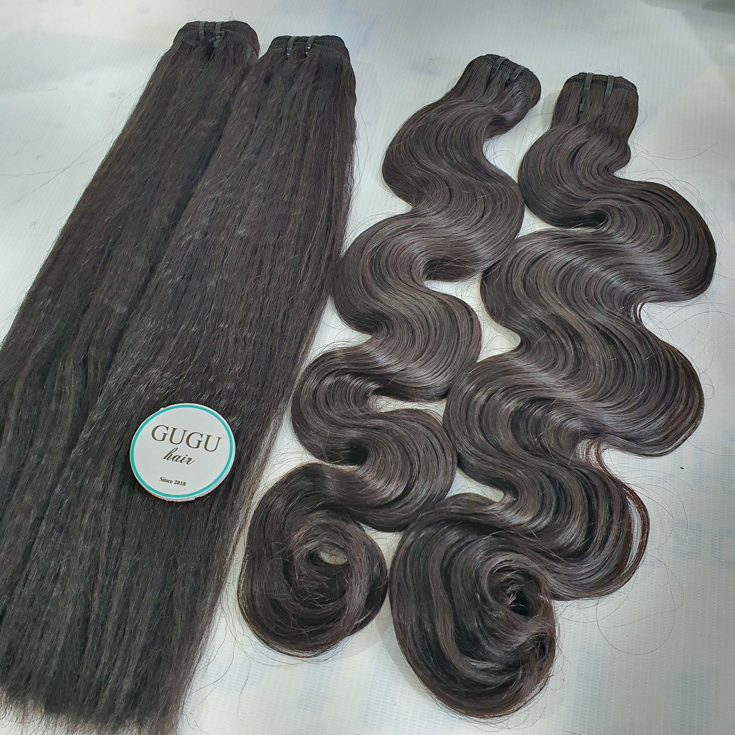 Human Hair Wigs Raw Vietnamese Hair Vendor, kinky straight Super Double Drawn Natural black Virgin Human Hair Extensions