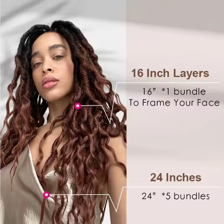 16 24Inch Faux Locs Crochet Hair Goddess Locs Crochet Hair with Soft Wavy Curly Ends Synthetic Crochet Braids Hair for Women
