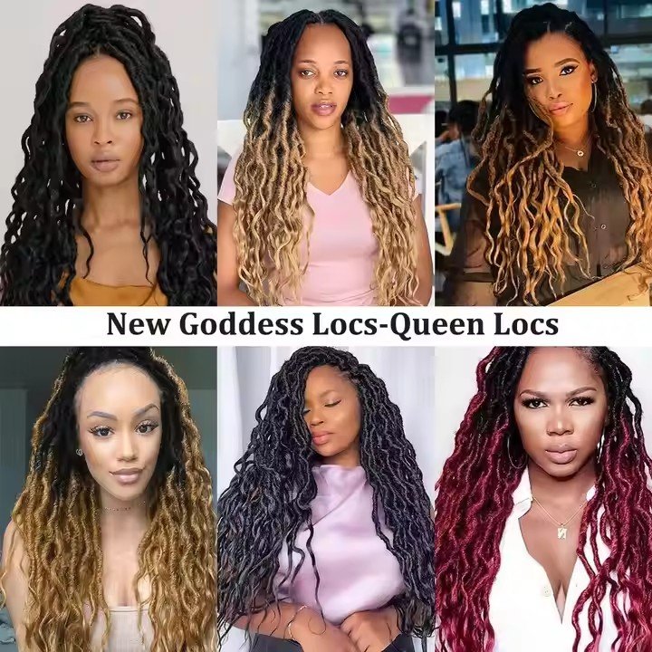 16 24Inch Faux Locs Crochet Hair Goddess Locs Crochet Hair with Soft Wavy Curly Ends Synthetic Crochet Braids Hair for Women