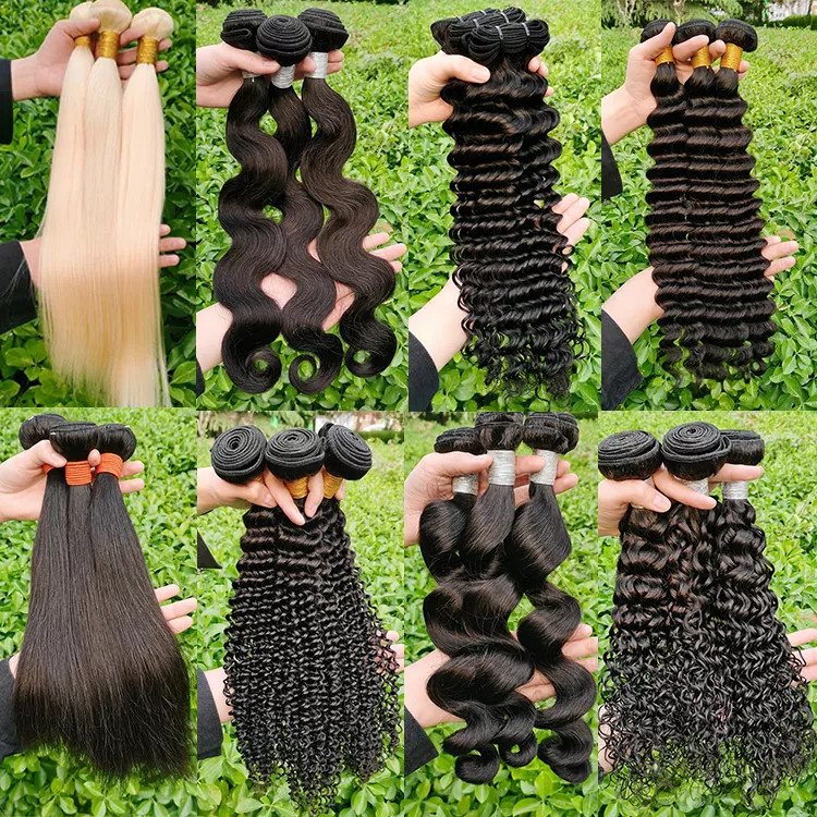 Top Grade 100% Virgin Human Hair Bundle, Free Sample Virgin Unprocessed Hair, Wholesale Double Drawn Human Hair Extensions