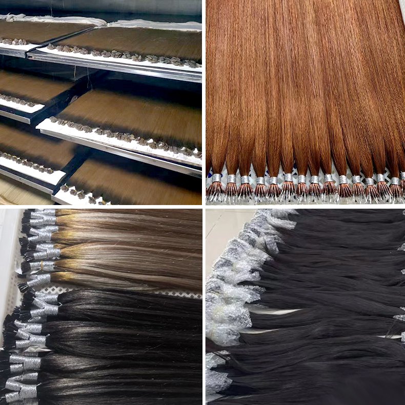 Double Drawn Pre-bonded Keratin 20 22 24 26 28 Inches Natural Russian human hair extension kinky curly Flat Tip Hair Extensions