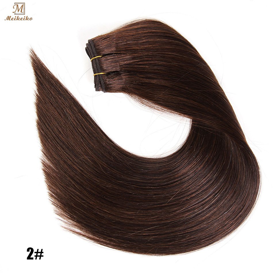 Clip In Hair Extensions Human Hair Brazilian Straight Clip In 8 Pcs/Set Dark Brown Color Clip Ins Remy Hair 10-24 Inch 120G