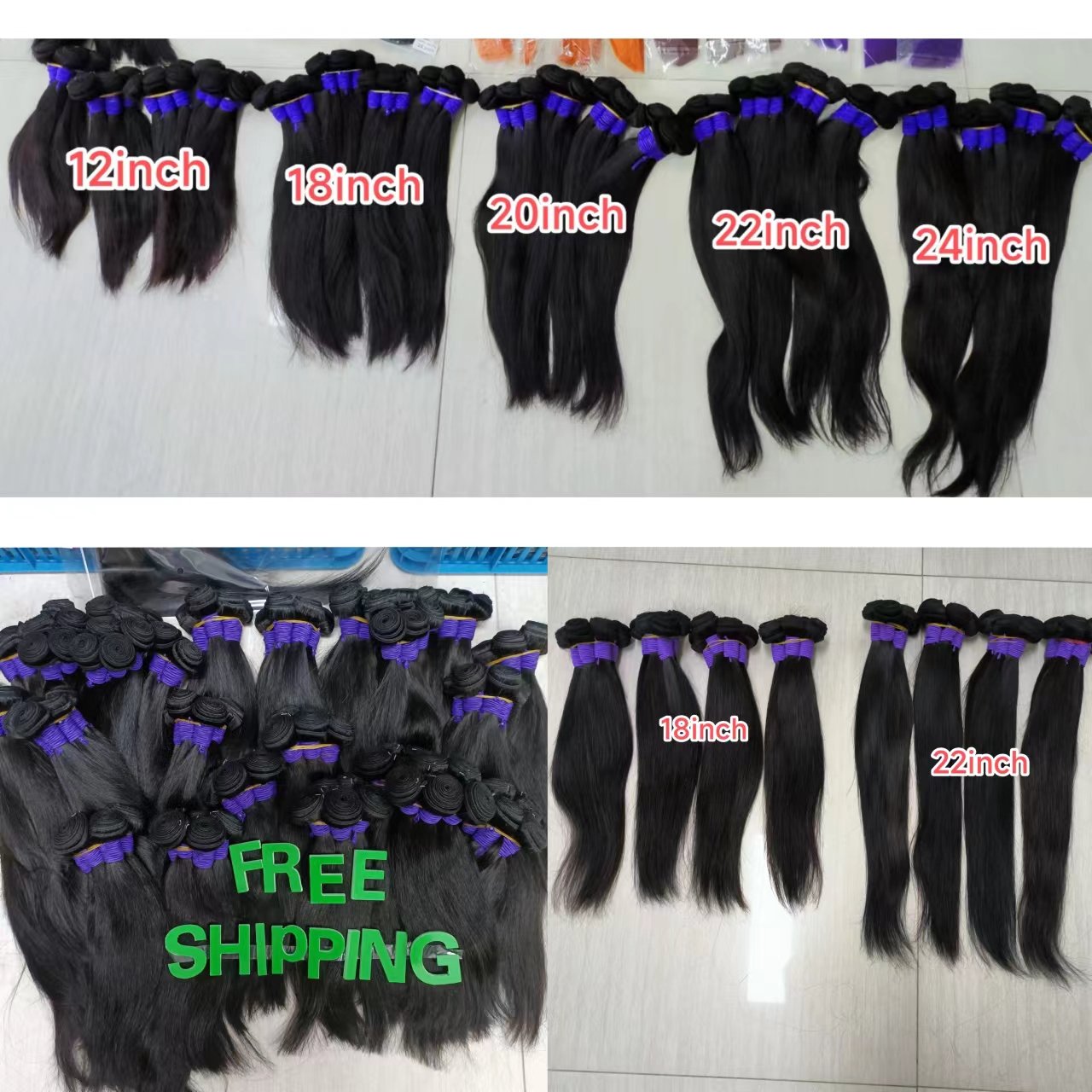 Letsfly Wholesale 10-24inch Straight 100% Human Hair Bundles 20pcs Brazilian Virgin Hair 8A Grade Natural Human Hair Extensions