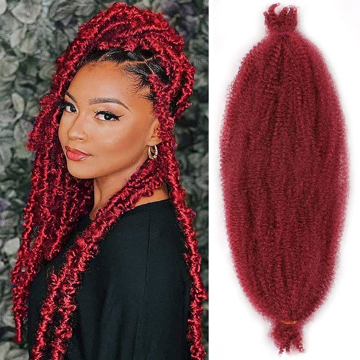 Afro Kinky Curl Bulk Marley Braiding Hair Synthetic Pre-Separated Afro Spring Twist Crochet Hair For FauxLoc Crochet Braids