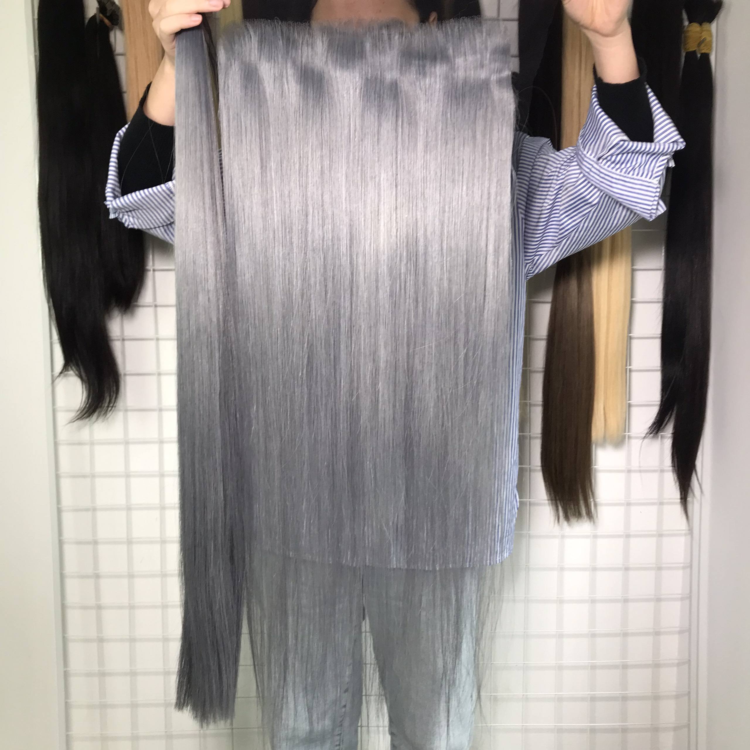 Top Super Double Drawn Silver Bone Straight 100% Human Hair Bundles With Closures Vietnamese raw hair human haie extension