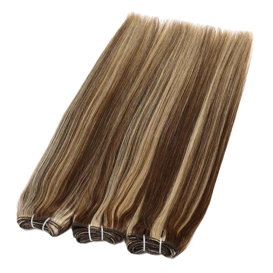 100% Raw Virgin Double Drawn Russian Genius Weft Human Hair Extensions Thin Invisible No Return Hair Genius Weft