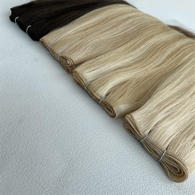 100% Raw Virgin Double Drawn Russian Genius Weft Human Hair Extensions Thin Invisible No Return Hair Genius Weft