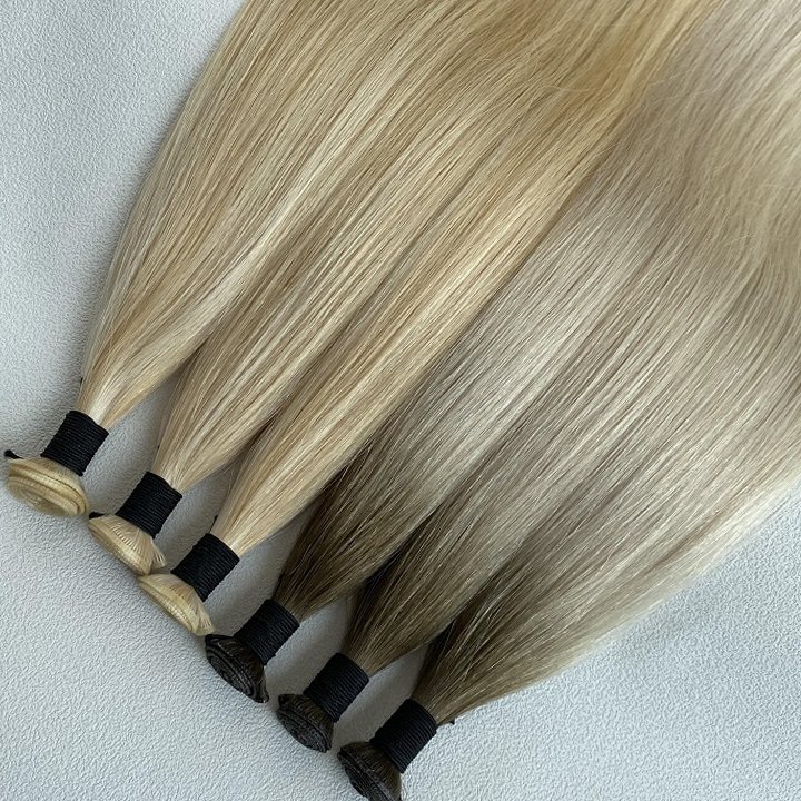 100% Raw Virgin Double Drawn Russian Genius Weft Human Hair Extensions Thin Invisible No Return Hair Genius Weft
