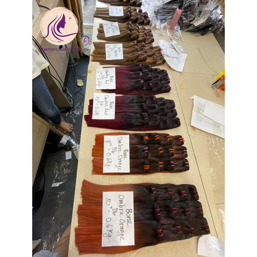 Ombre Orange Beautiful Best-Selling Virgin Human Hair Bone Straight Ombre Color Natural Human Hair