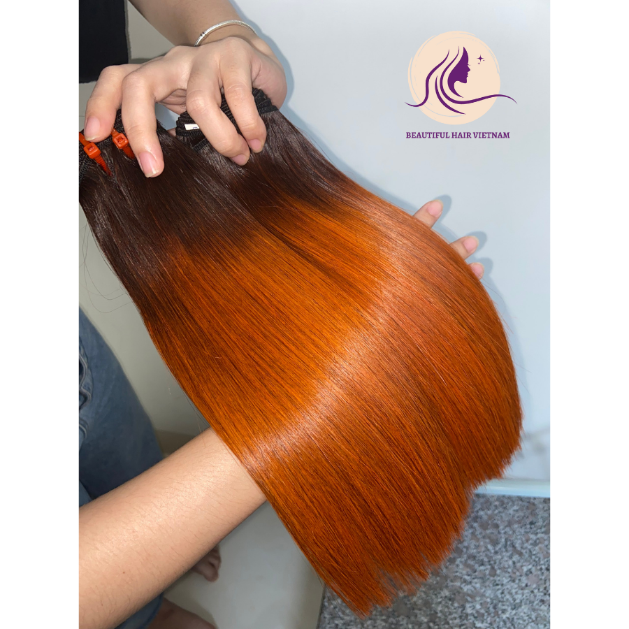 Ombre Orange Beautiful Best-Selling Virgin Human Hair Bone Straight Ombre Color Natural Human Hair