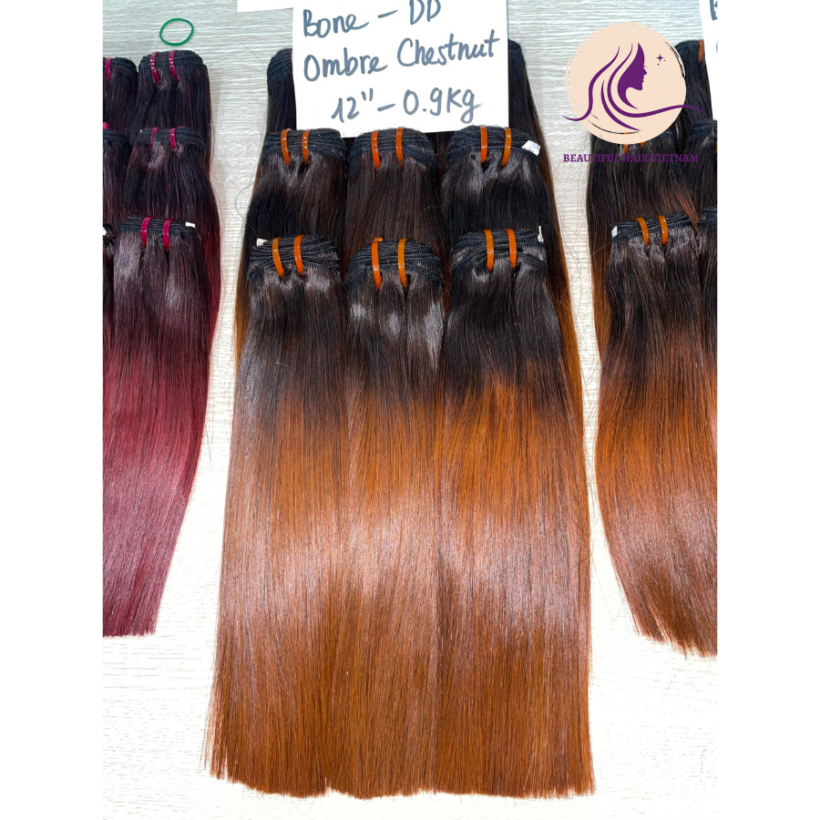 Ombre Orange Beautiful Best-Selling Virgin Human Hair Bone Straight Ombre Color Natural Human Hair