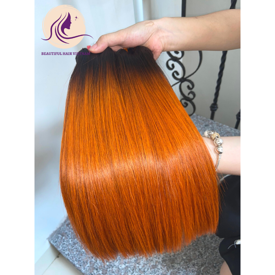 Ombre Orange Beautiful Best-Selling Virgin Human Hair Bone Straight Ombre Color Natural Human Hair