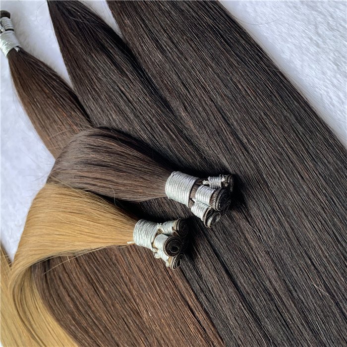Wholesale #60 Blonde European Remy HandTied Hair Extensions Cuticle Intact Virgin Human Hiar Extension Hand Tied Weft