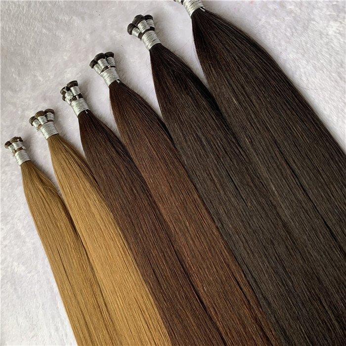 Wholesale #60 Blonde European Remy HandTied Hair Extensions Cuticle Intact Virgin Human Hiar Extension Hand Tied Weft