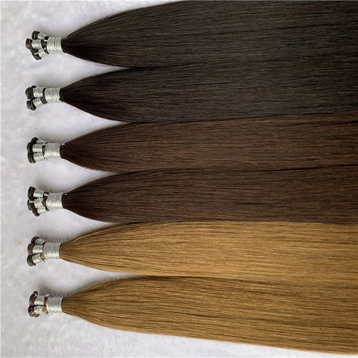 Wholesale #60 Blonde European Remy HandTied Hair Extensions Cuticle Intact Virgin Human Hiar Extension Hand Tied Weft