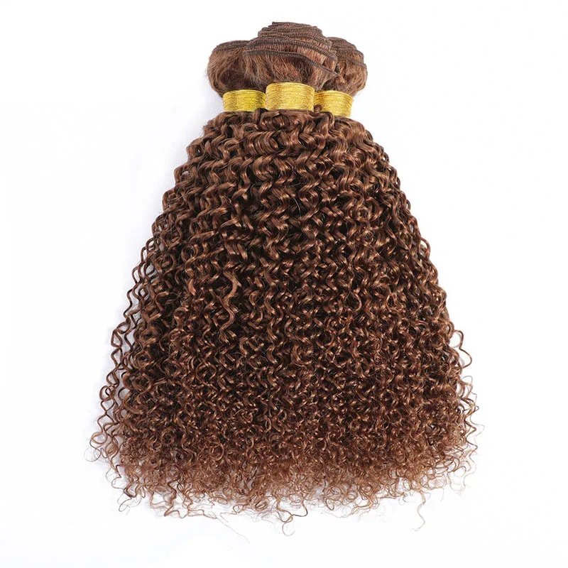 Kinky Curly Human Hair Bundles Weaves Blonde Brown Colorful Weft Brazilian Human Hair Weave Bundles 100% Human Hair Extension