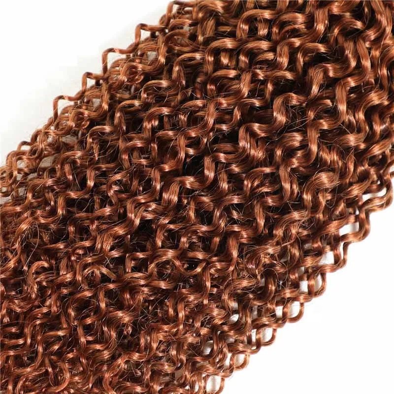 Kinky Curly Human Hair Bundles Weaves Blonde Brown Colorful Weft Brazilian Human Hair Weave Bundles 100% Human Hair Extension